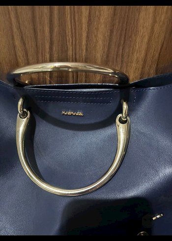 Lacivert Deri Kadın Omuz Çantası - Görsel 7