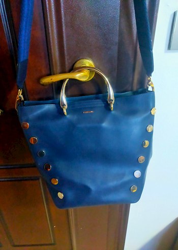 Lacivert Deri Kadın Omuz Çantası - Görsel 9