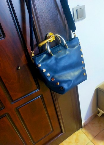 Lacivert Deri Kadın Omuz Çantası - Görsel 11