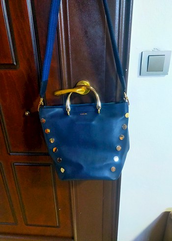 Lacivert Deri Kadın Omuz Çantası - Görsel 10