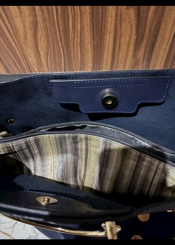 Lacivert Deri Kadın Omuz Çantası - Görsel 5