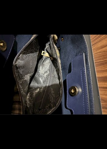 Lacivert Deri Kadın Omuz Çantası - Görsel 6