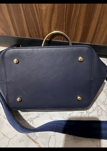 Lacivert Deri Kadın Omuz Çantası - Görsel 4