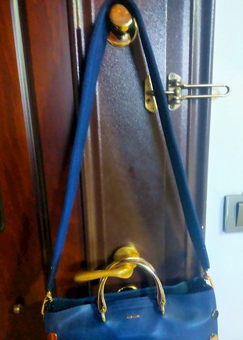 Lacivert Deri Kadın Omuz Çantası - Görsel 8