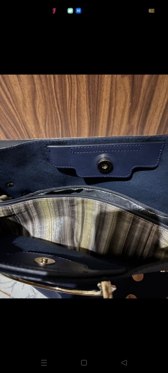 Lacivert Deri Kadın Omuz Çantası - Görsel 5