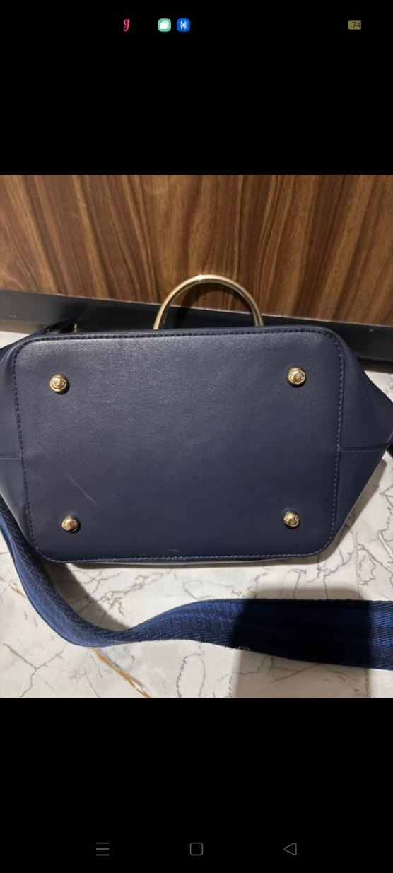 Lacivert Deri Kadın Omuz Çantası - Görsel 4