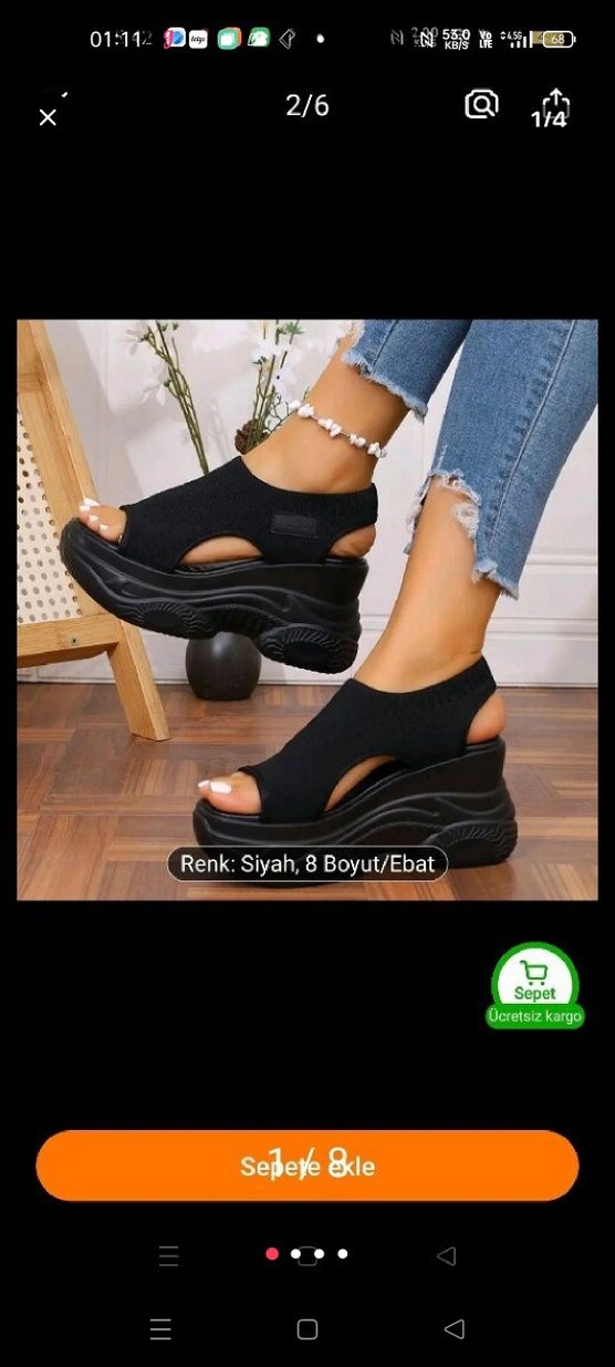 Siyah Rugan Dolgu Topuklu Kadın Sandalet - Görsel 3