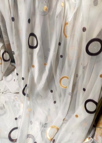 Gri ve Beyaz Nakışlı Modern Tül Perde - Görsel 6