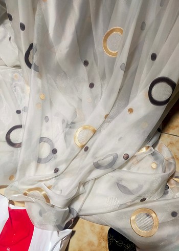 Gri ve Beyaz Nakışlı Modern Tül Perde - Görsel 4