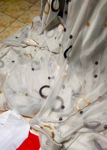 Gri ve Beyaz Nakışlı Modern Tül Perde - Görsel 5