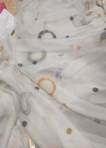 Gri ve Beyaz Nakışlı Modern Tül Perde - Görsel 7