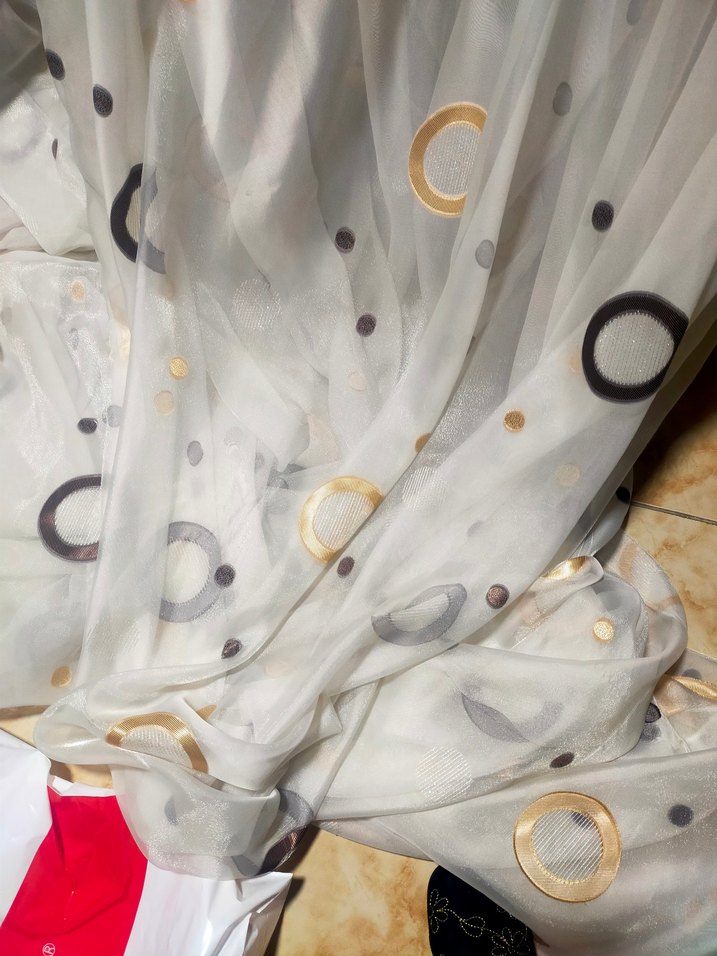 Gri ve Beyaz Nakışlı Modern Tül Perde - Görsel 4