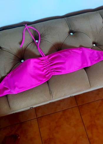 Penti Fermuarlı Pembe Uzun Bikini Üstü