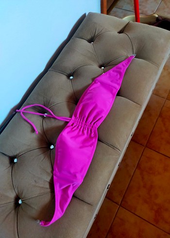 Fermuarlı Pembe Uzun Bikini Üstü