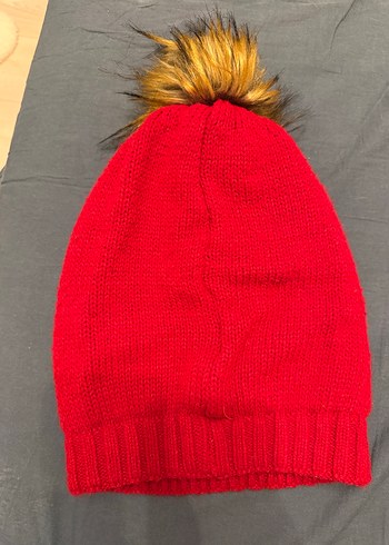 Kırmızı Örgü Kadın Bere - Görsel 2