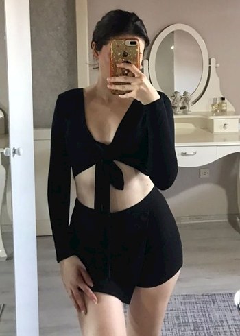 s Beden beyaz Renk Beyaz V Yaka Uzun Kollu Crop Top.yoga