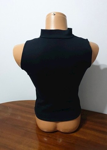 Siyah Halter Yaka Gotik Mini Kadın Atlet - Görsel 2