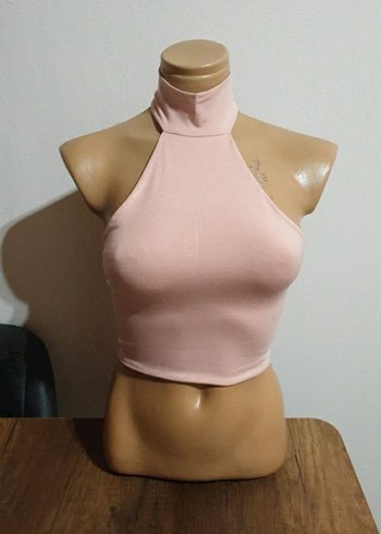 Siyah Yüksek Yakalı Kolsuz Crop Top - Görsel 5