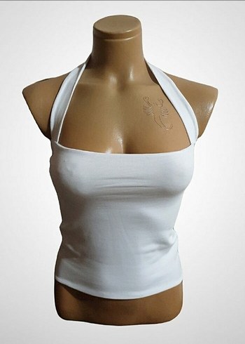 Siyah Halter Yaka İnce Askılı Kadın Atlet - Görsel 3