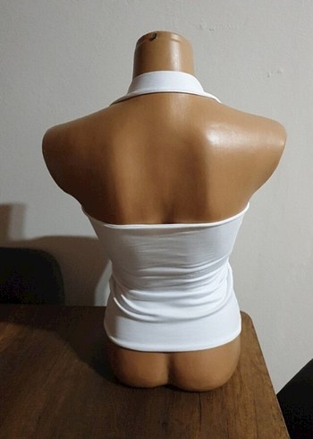 Siyah Halter Yaka İnce Askılı Kadın Atlet - Görsel 4