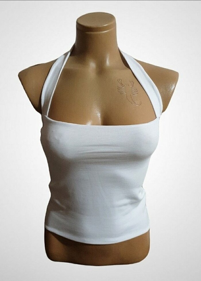 Siyah Halter Yaka İnce Askılı Kadın Atlet - Görsel 3