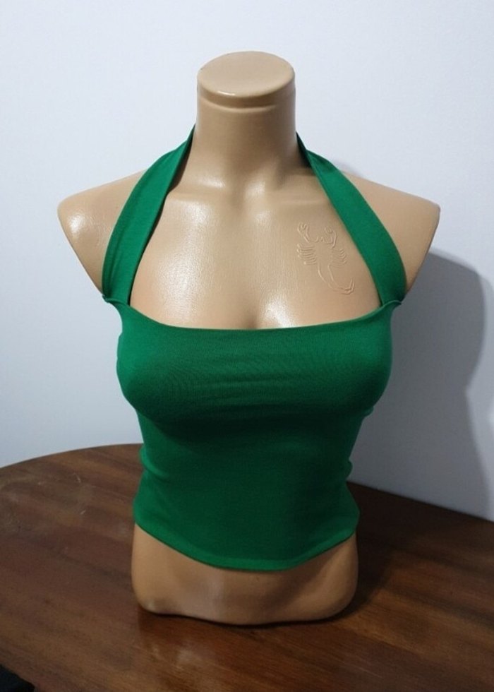 Siyah Halter Yaka İnce Askılı Kadın Atlet - Görsel 5