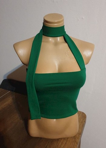 s Beden Beyaz Askısız Kemerli Mini Crop Top