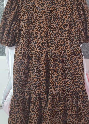 stradivarius Kahverengi Leopar Desenli Salaş  Elbise - Görsel 4