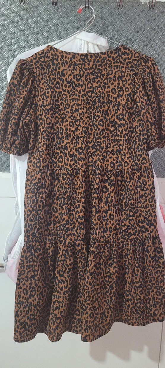 stradivarius Kahverengi Leopar Desenli Salaş  Elbise - Görsel 4