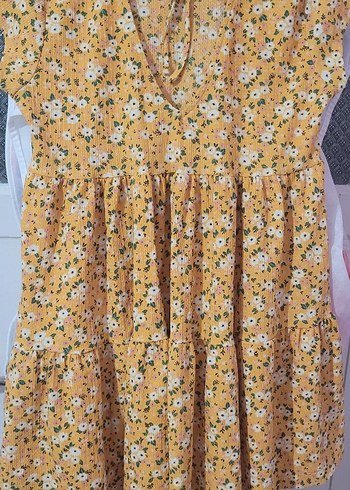 bershka Sarı Çiçekli  Elbise - Görsel 2