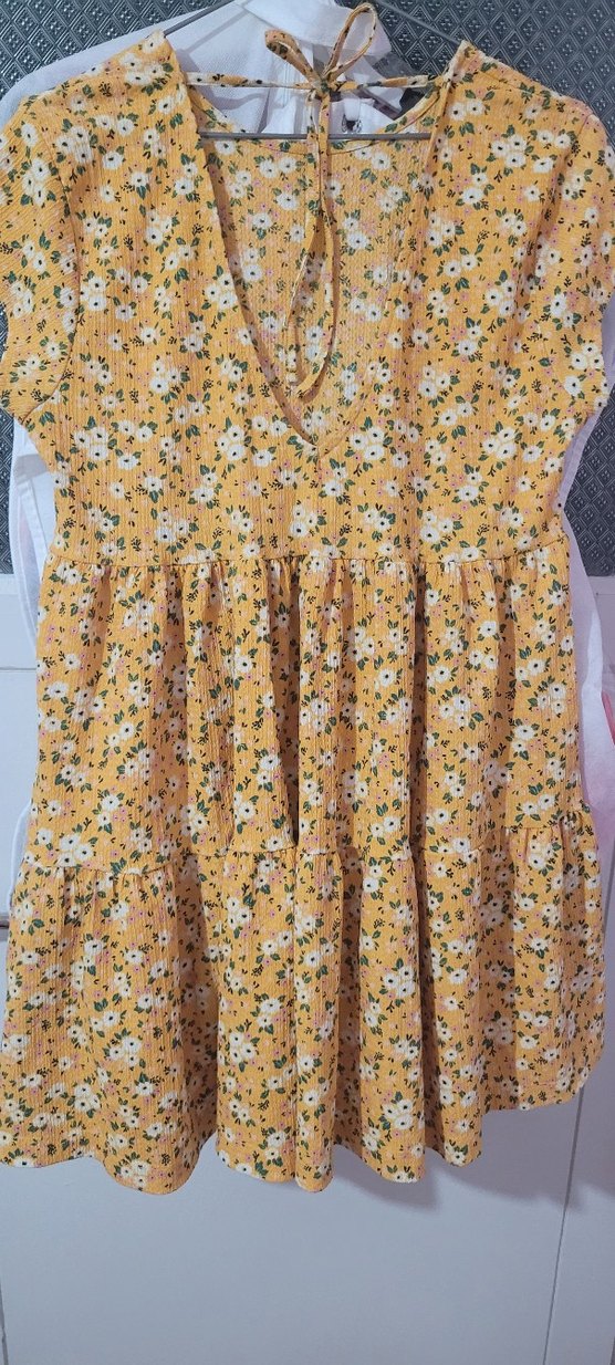 bershka Sarı Çiçekli  Elbise - Görsel 2
