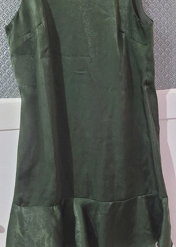 trendyol Kolsuz V Yakalı Uzun Yeşil Kadın Abiye Elbise - Görsel 3