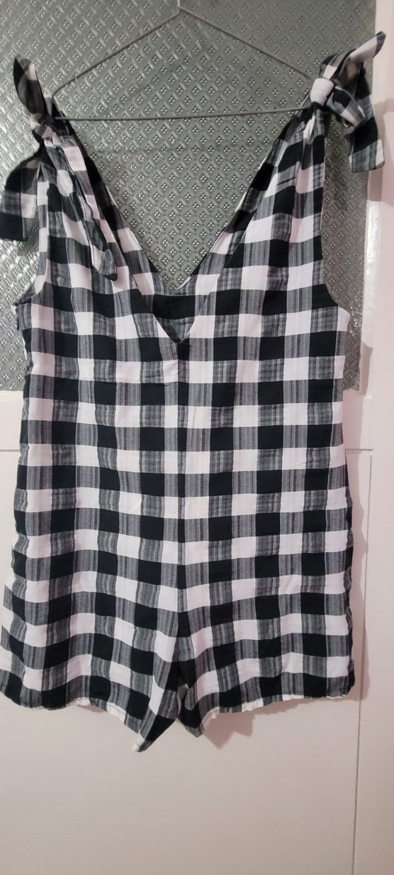 trendyolGri Ekose Desenli V Yaka Hamile Tulum - Görsel 4