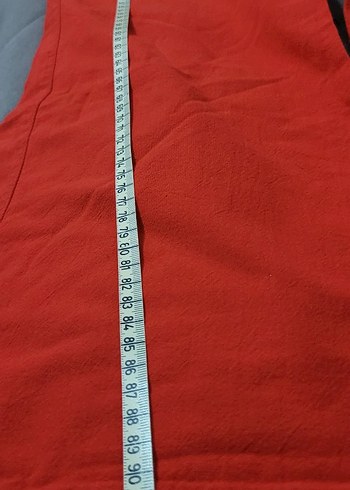 Kırmızı Kadın Keten Pantolon - Görsel 5