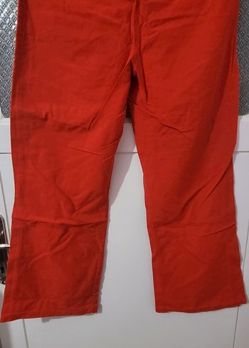 Kırmızı Kadın Keten Pantolon - Görsel 2