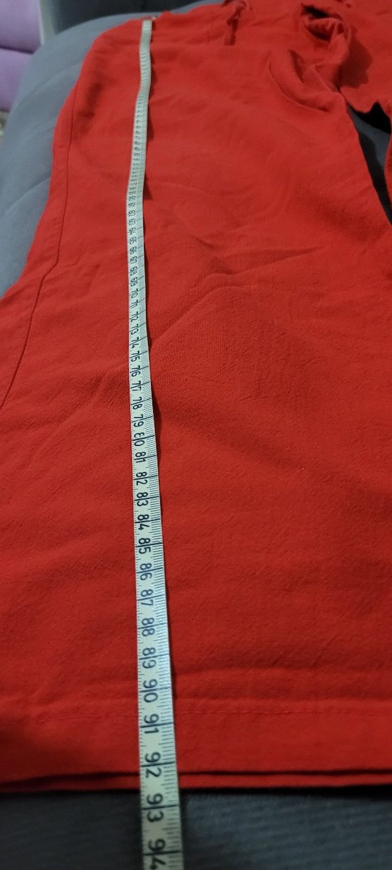 Kırmızı Kadın Keten Pantolon - Görsel 5