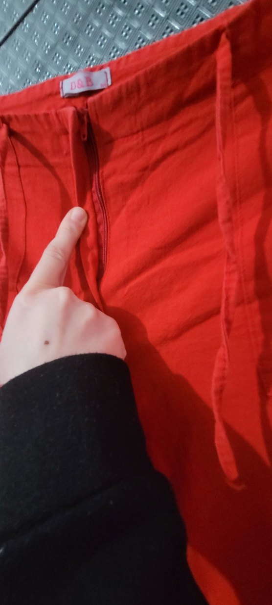 Kırmızı Kadın Keten Pantolon - Görsel 3