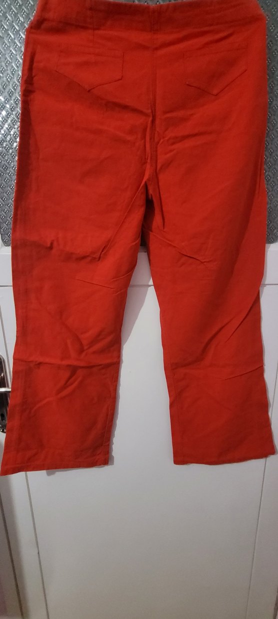 Kırmızı Kadın Keten Pantolon - Görsel 2