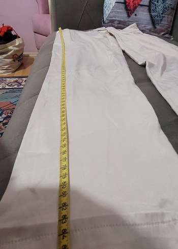 krem Kadın saten Normal Boy Pantolon - Görsel 8
