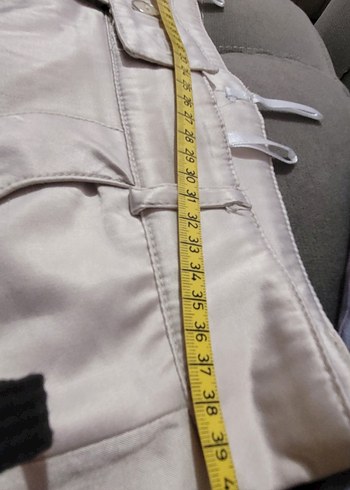 krem Kadın saten Normal Boy Pantolon - Görsel 6