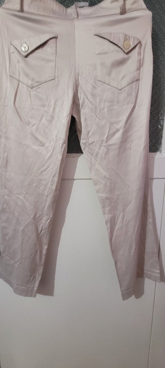 krem Kadın saten Normal Boy Pantolon - Görsel 2