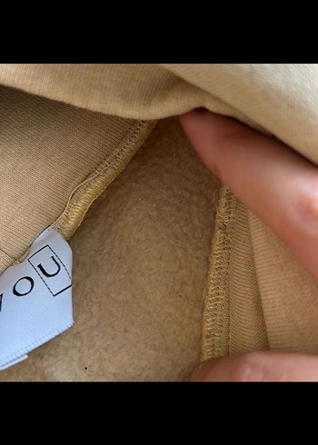 Kadın Bej Yüksek Yaka Rahat Kesim Sweatshirt - Görsel 3