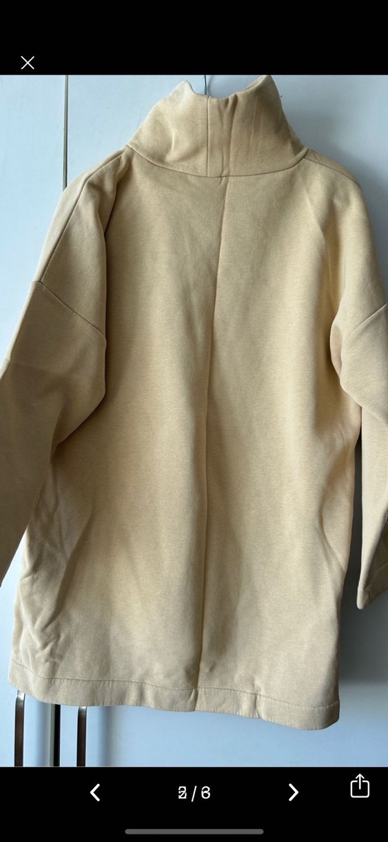 Kadın Bej Yüksek Yaka Rahat Kesim Sweatshirt - Görsel 2