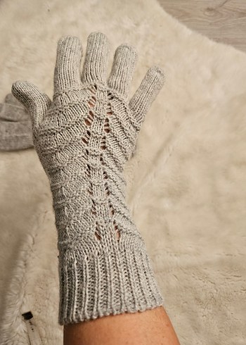 Gri Örgü Bohem Kadın Eldiveni - Görsel 4
