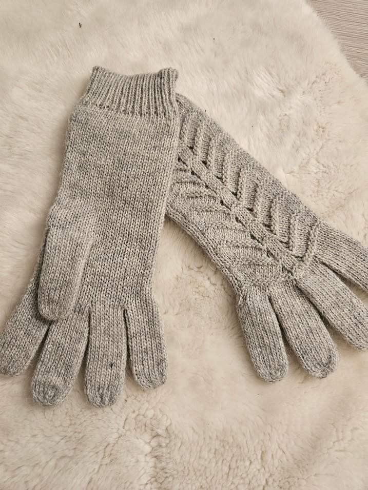 Gri Örgü Bohem Kadın Eldiveni - Görsel 2