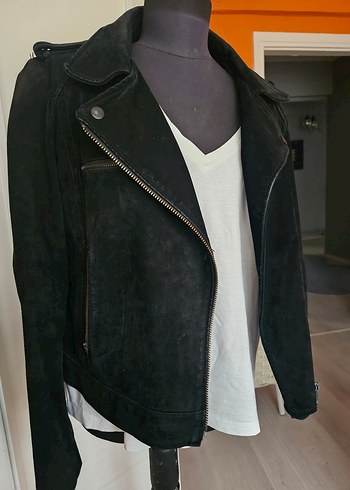 mango Siyah Süet Biker Kadın Deri Ceket - Görsel 2