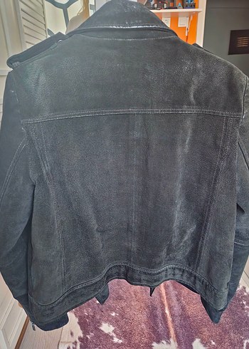 mango Siyah Süet Biker Kadın Deri Ceket - Görsel 9