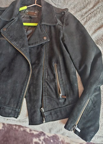 mango Siyah Süet Biker Kadın Deri Ceket - Görsel 7