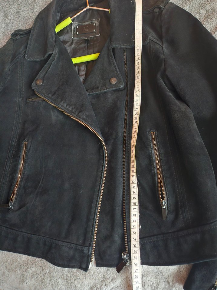 mango Siyah Süet Biker Kadın Deri Ceket - Görsel 4