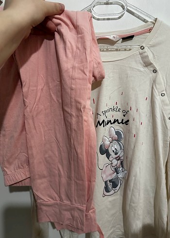 Kadın Minnie Baskılı Düğmeli Pamuklu emzirme takım pijama takımı - Görsel 4